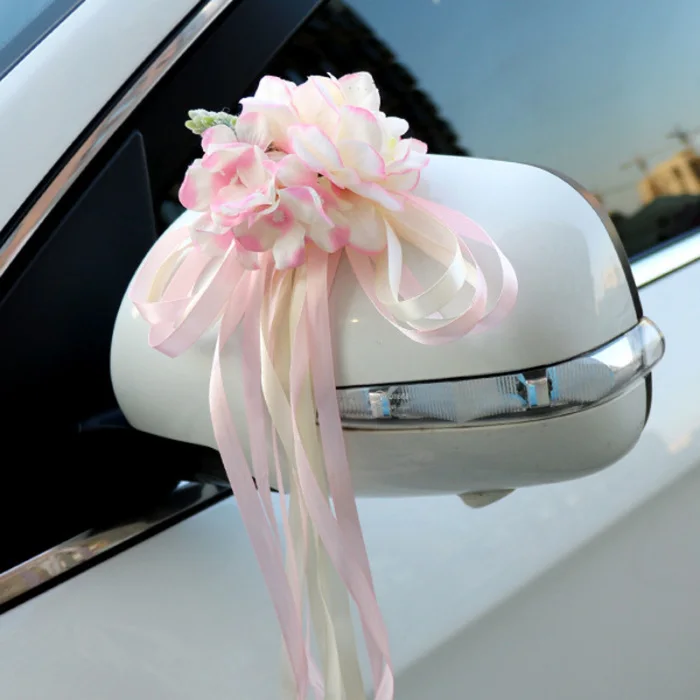 Цветок из шелковой ленты Свадебная вечеринка Искусственные цветы Свадебные автомобиль зеркальными дверцами украшения TT-best
