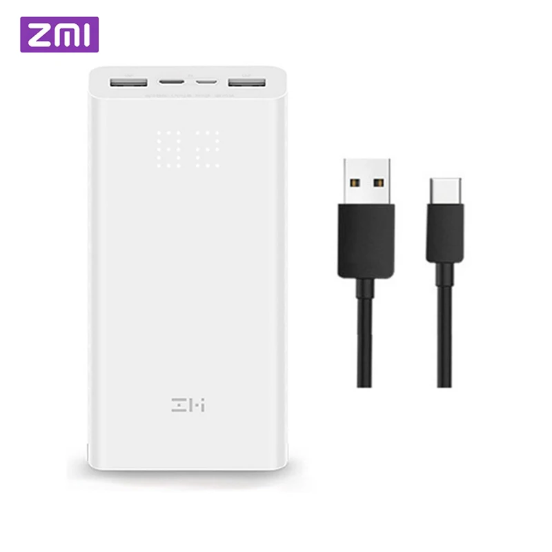 Z mi power bank, power Bank, 20000 мА/ч, быстрая зарядка QC3.0, Xiao mi, батарея, двойной USB, 27 Вт, 20000 мА/ч, QB822, для iPhone, iPad, ноутбука - Цвет: add type c cable