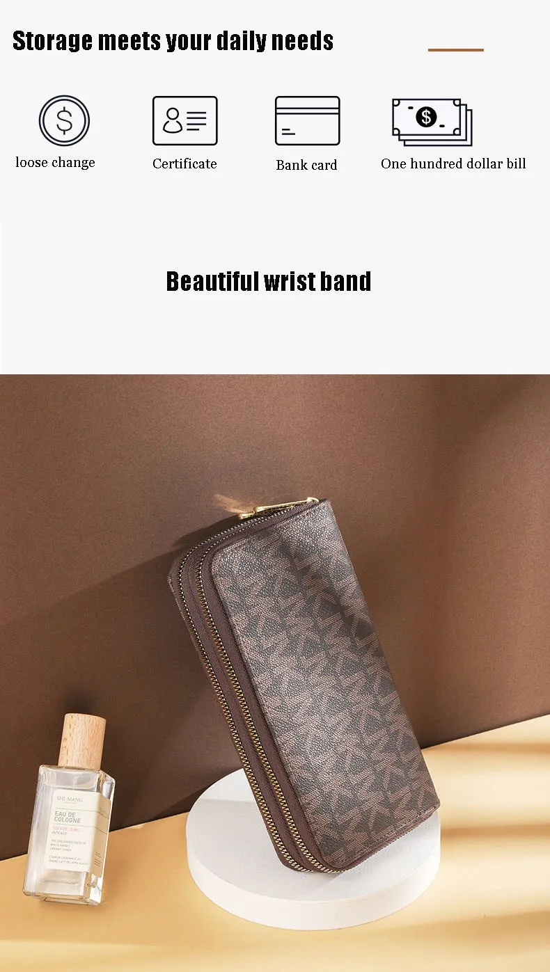 Women Long Wallets Double Zipper Clutches Purse Big Letter Fashion Wristlet Wallet Phone Portfel Damski Card Holder Lady Wallets