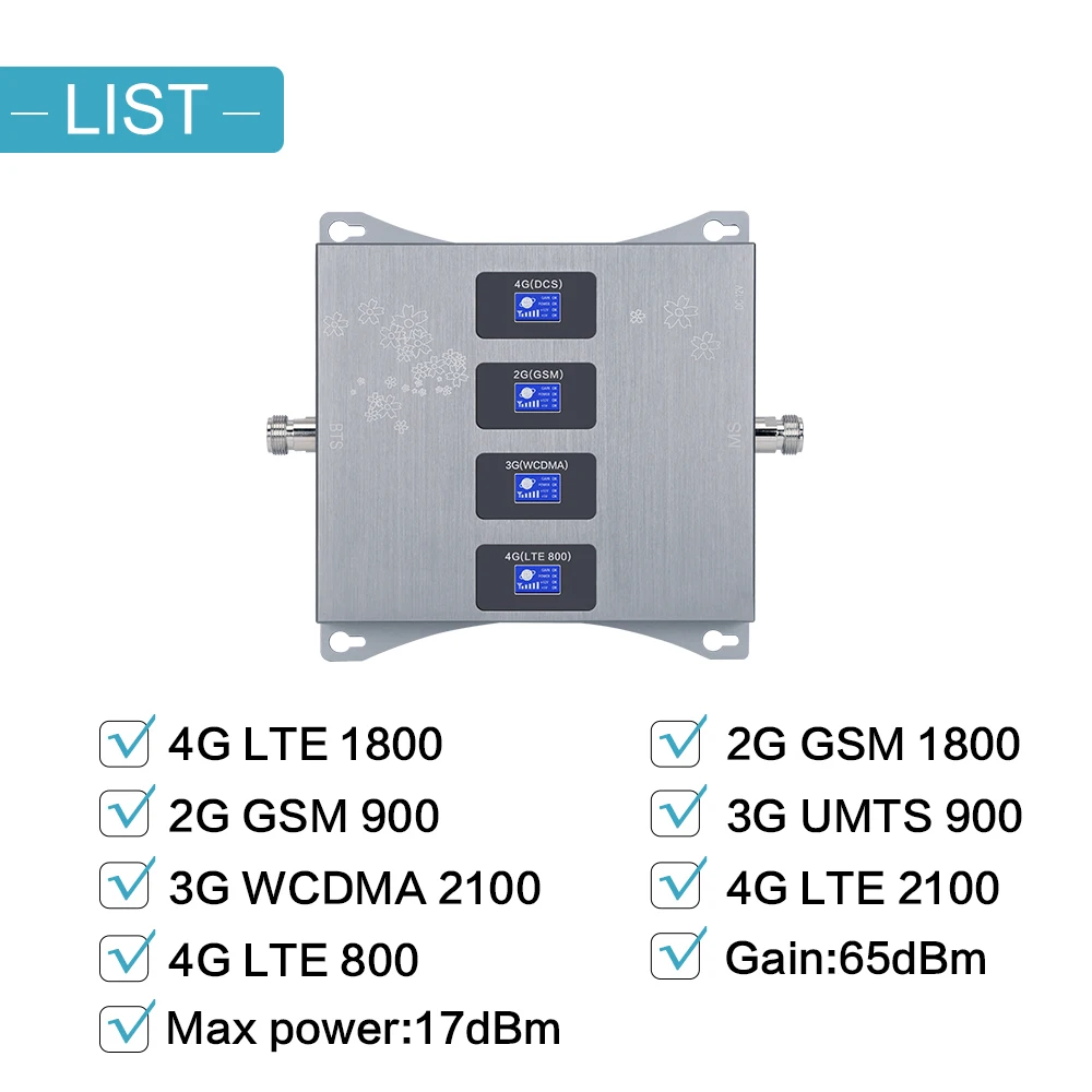 800 900 1800 2100 четырехдиапазонный усилитель сигнала сотовой связи 4g LTE GSM 2g 3g 4g повторитель сигнала 4g LTE B20 B3 Усилитель мобильного сигнала