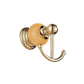 

Gold Stainless Steel Jade Decorative Coat Hooks Wall Mounted Bathroom Hooks for Towels Key Bag Clothes Rack Bath Hardware