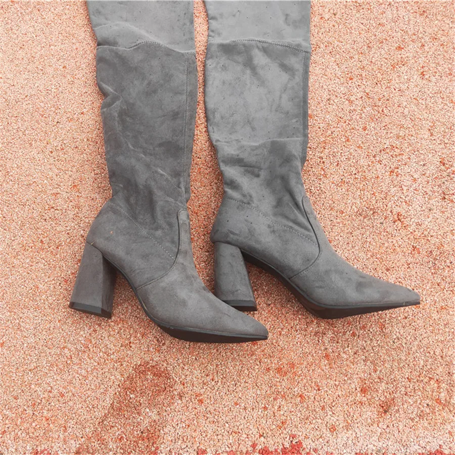 

over the knee Thin Knight High boots Woman Overknee Flat Bottom