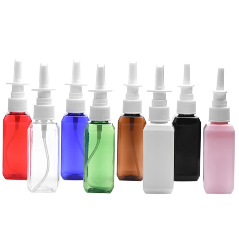 

50ml Clear Empty Mist Nose Spray Refillable Bottle Plastic Nasal Spray Bottles Pump Sprayer 28ED