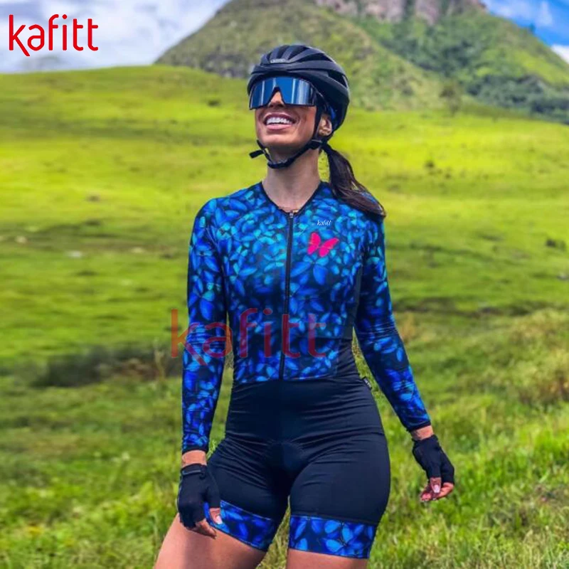 Kaffitt-여성 철인 3 종 경기 긴팔 사이클링 저지 점프 슈트, 레이싱 저지 스웨트 셔츠, 여성용 사이클링 저지 캐주얼 세트