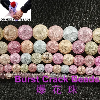 

OMHXZJ Wholesale 4 6 8 10 12 14MM Free Shipping Natural White Snow Flower burst Cracked Crystal Stone Beads and Jewelsy ZZ02