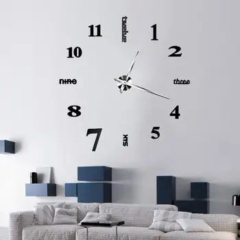 

Number Modern Mirror Wall Clock Practical Livingroom Office Decoraiton for Alexa Google Home Life