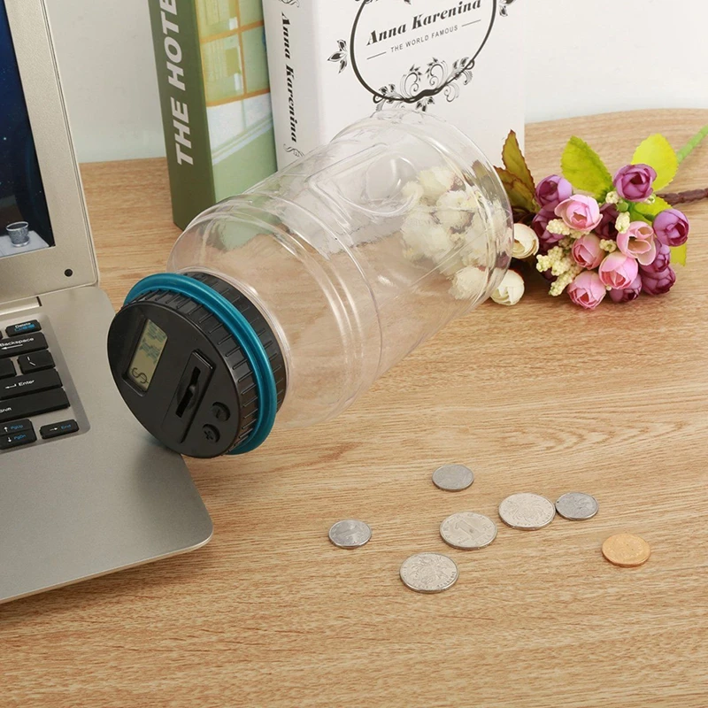 Money Box with Lcd Screen Digital Coin Counter Jar Digital Lcd Counter  Piggy Bank with Lock Secure 2.5l Plastic Coin for Home - AliExpress