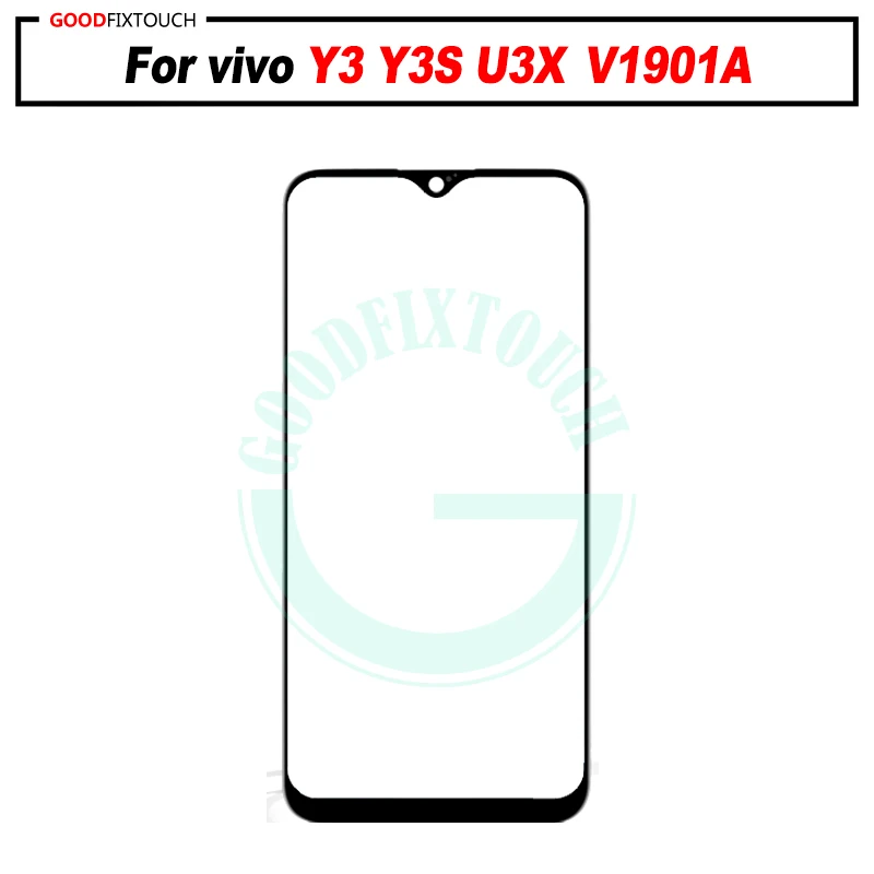 Vivo Y3 Y3S U3X V1901A 전면 유리 터치 스크린 탑 렌즈 LCD 외부 패널 수리
