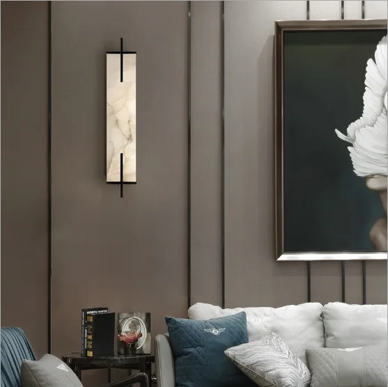 

LED simple modern high-grade marble living room wall lamp corridor stairwell background wall villa hall wall lamp