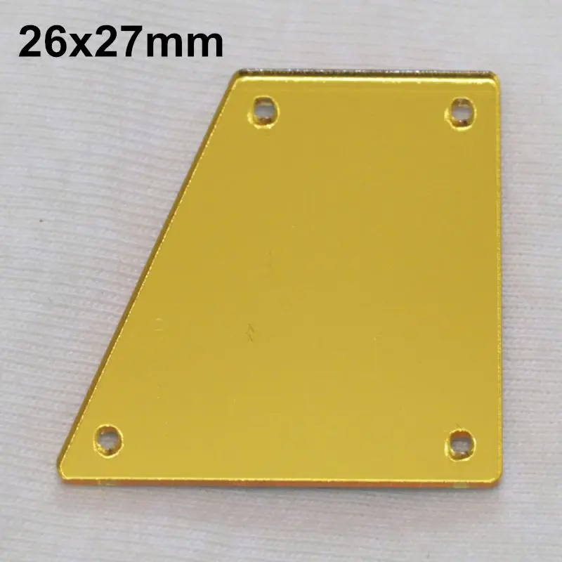 Золотое акриловое зеркало пришивные стразы DIY Flatback зеркальные акриловые пришивные стразы с отверстиями для шитья - Цвет: A25-26x27