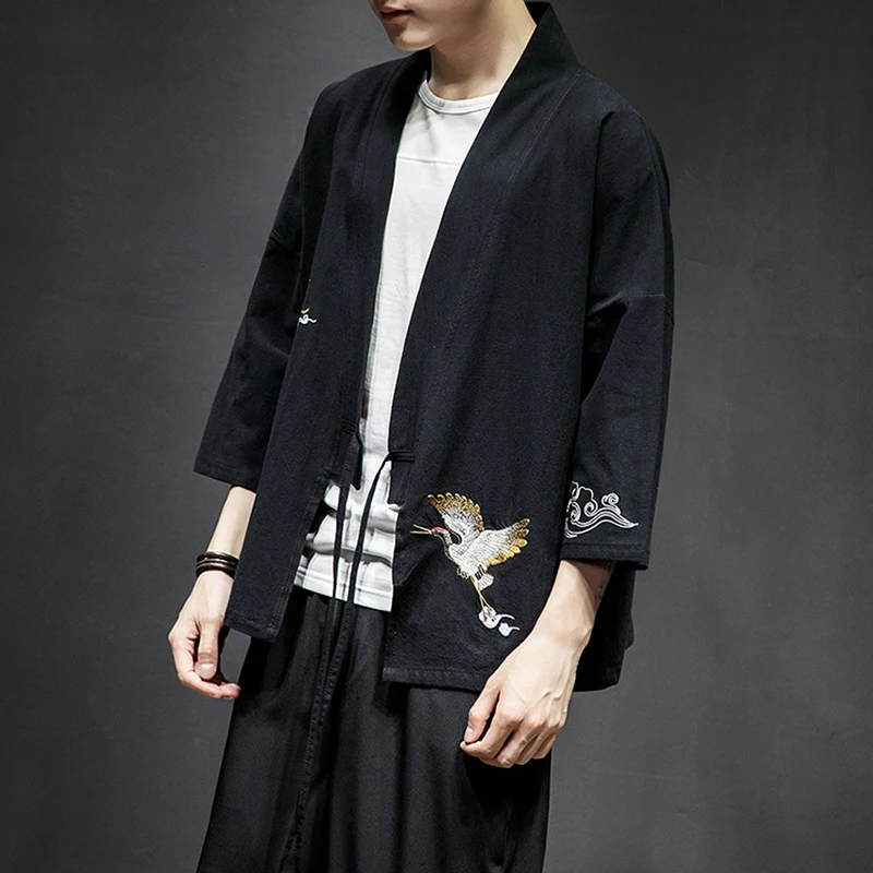 Color2 Haori Crane вышивка новости японский стиль азиатская одежда винтажная традиционная одежда для мужчин и женщин плюс размер Самурай - Цвет: Color2