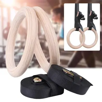 

28mm Wooden Exercise Fitness Gymnastics Ring Gym Exercise Push-up Muscle Exercise for Home Gym Full Body Workout
