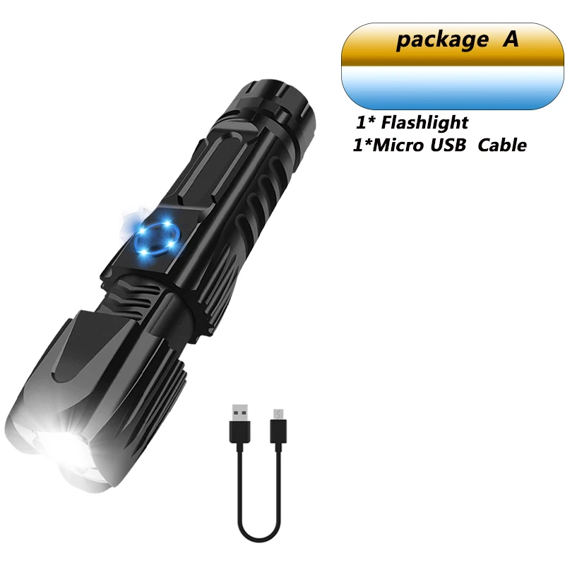 Package A Супер яркий XHP90.2 светодиодный фонарь XLamp тактический Водонепроницаемый фонарь умный чип управление с нижней атакой конус USB Перезаряжаемый - Испускаемый цвет: Package A