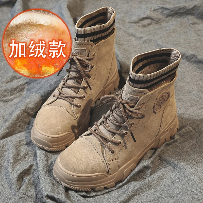 Winter Boots Women Thick Bottom Snow Boots Lace Up Platform Sneaker Martin Booties Ankle Military Boots Warm Women Shoes P162 - Цвет: brown for winter