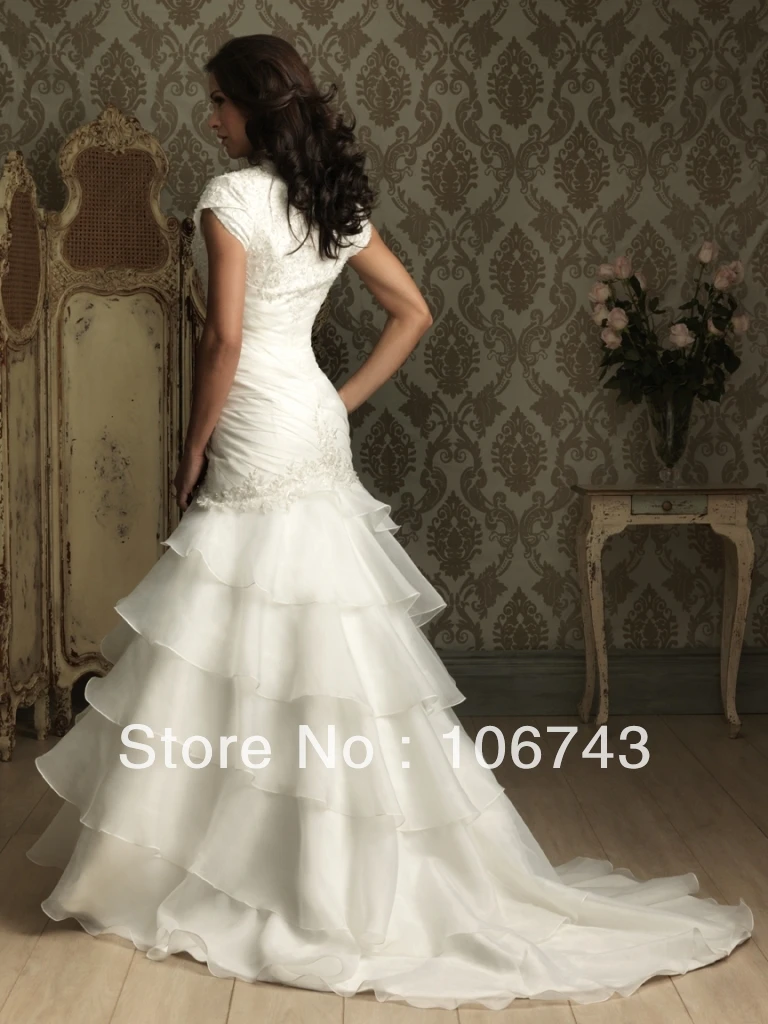 vestido de noiva, стиль, сексуальное свадебное платье для невесты, нестандартный размер, Многоуровневое платье с рукавом-крылышком, платье для мамы невесты