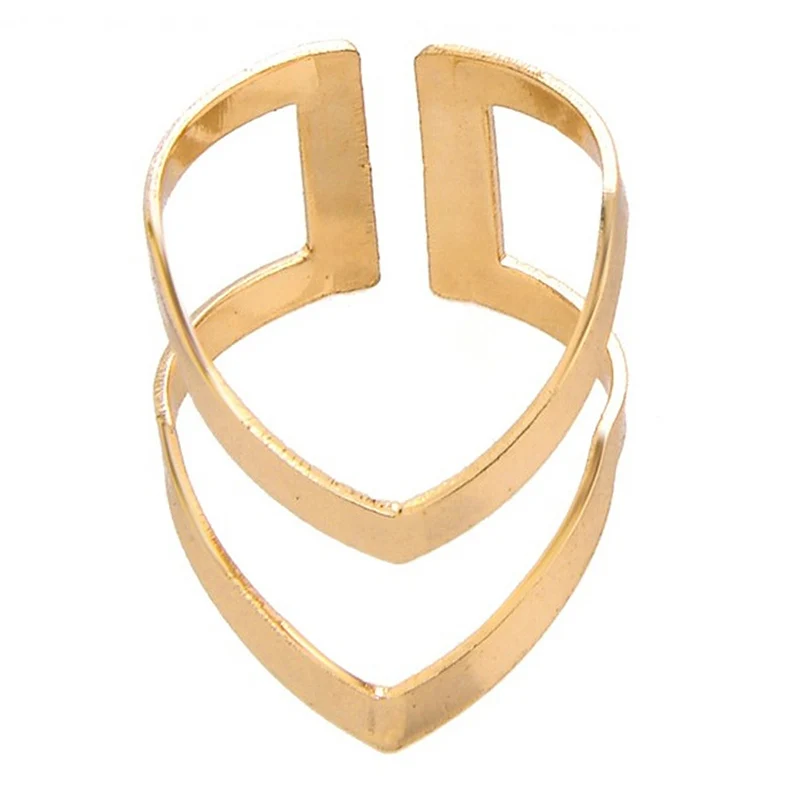 Новая Мода Boho в два ряда V кольца на Шевроны для женщин подарок простые геометрические Bague блестящие кольца Femme ювелирные изделия - Цвет основного камня: Gold