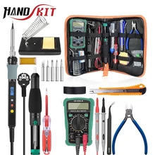 Handskit 80w digital estanho ferro de solda kit ferro de solda elétrica com regulador 110v 220v multímetro kits de trabalho de soldagem