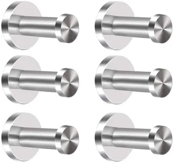 

6pcs/set Wall Hook Stainless Steel Hooks Door Coat Hook Bathrobe Towel Hooks Patere Shower And Kitchen Hook Hanger For Towel