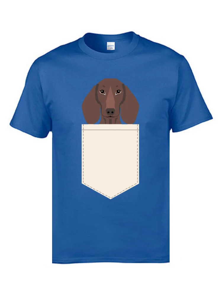 Pocket Dachshund Sausage Dog T-Shirts Cute Corgi Pug Funny Animal Printed On Tees O-Neck Cotton Fabric Top T-shirts Boy | Мужская одежда