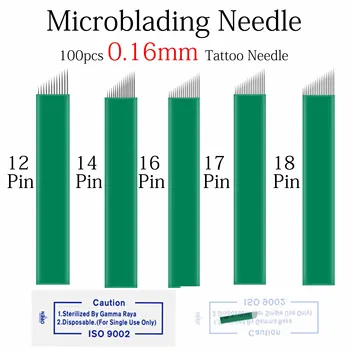 

Extremely Thin 0.16mm Nano blades microblading needles Permanent Makeup Manual Eyebrow 100pcs green Disposable tattoo needle