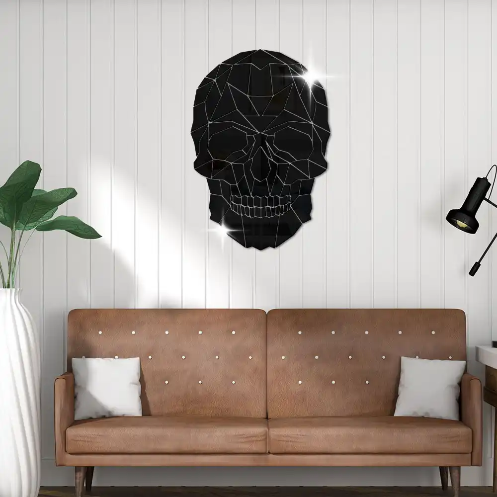 Horror Skull Head Wall Stickers Halloween Modern Design Home Decor Geometric Grim Skeleton Head Diy Acrylic Mirror Spiegel Aliexpress