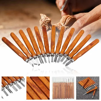 

12Pc/set Professional Steel Wood Carving Chisel Knife Hand Tool Set For Basic Detailed Carving Woodworkers Gouges