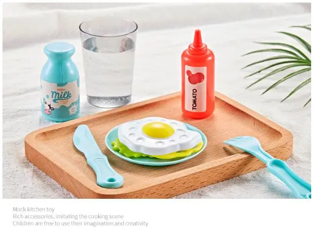 Моделирование cocina infantil звук и свет спрей для воды набор игрушечной посуды стол для приготовления пищи игровой дом кухонная плита пластиковая пищевая игрушка
