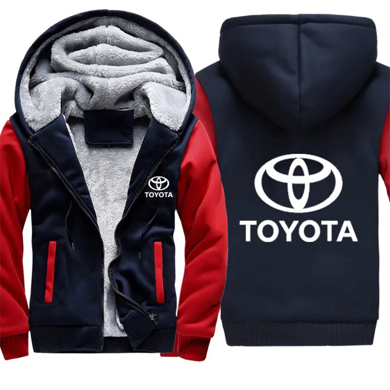 Мужская толстовка с капюшоном с логотипом Toyota, повседневная куртка с капюшоном, Зимняя Толстая Теплая Флисовая хлопковая куртка на молнии, мужская спортивная одежда