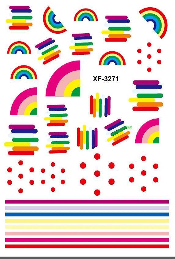 XF3271 Наклейки для ногтей с милой собакой, дизайн клубники, абстракция для девочек, наклейка с клеем на заднюю панель для маникюра, фруктов, наклейка для ногтей - Цвет: XF3271