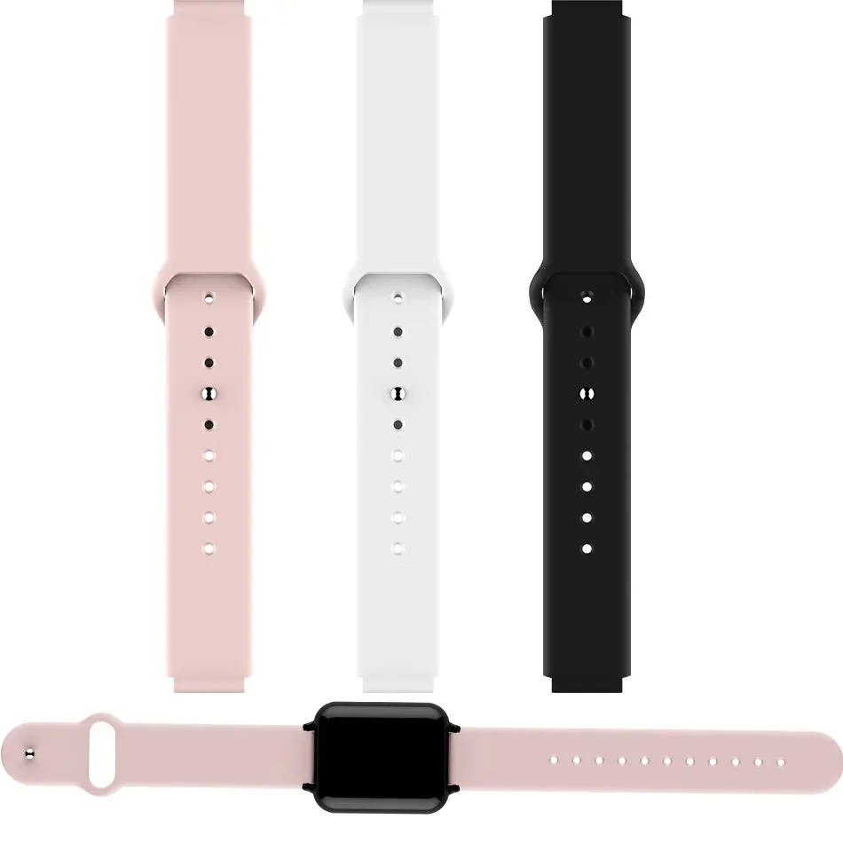 

Strap for fitness bracelet B57 Smart Watch Silicone Pink Black White Color 20mm Length belt For B57 Smartwatch