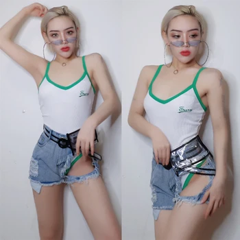 

DS Stage Performance Clothing Gogo Dancer Jazz/Hip Hop/Pole Dance White Jumpsuit Nightclub Party Festival Rave Outfit DQL1917
