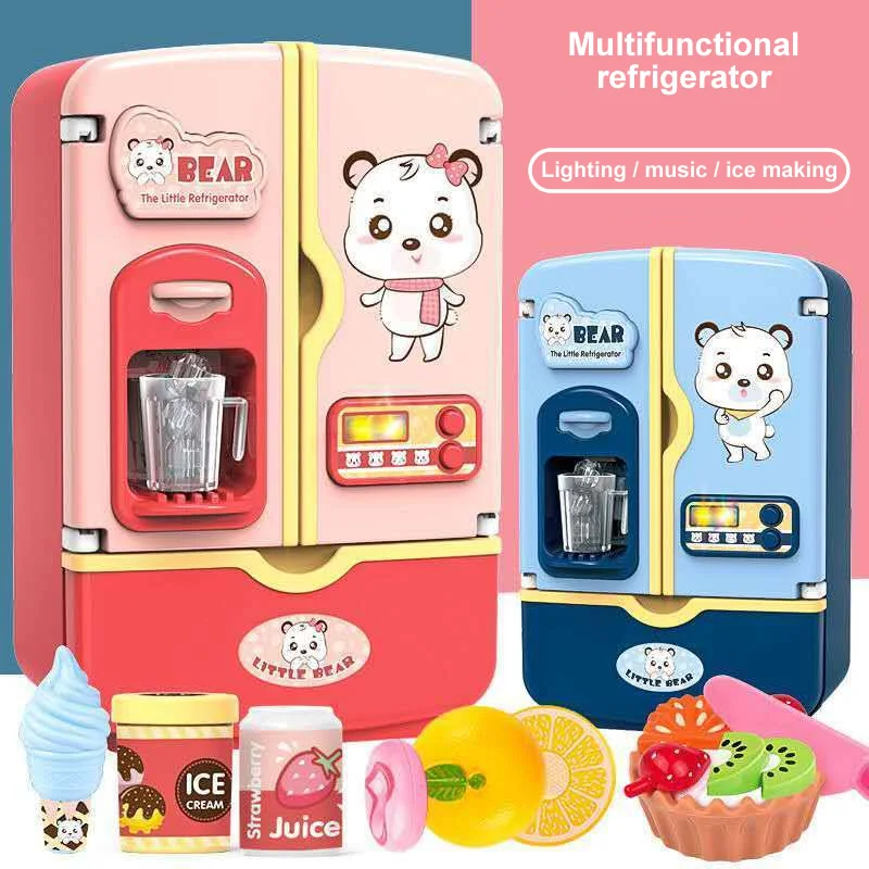 Refrigerador de simulación para niños, juguete de cocina, conjunto de juguetes de simulación, casa de juego, regalo