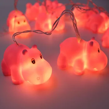 

1PC Light String Hippo Shaped 10 LEDs 1.8M Decorative Light Light String Battery Operated String Light for Bedroom Home Garden