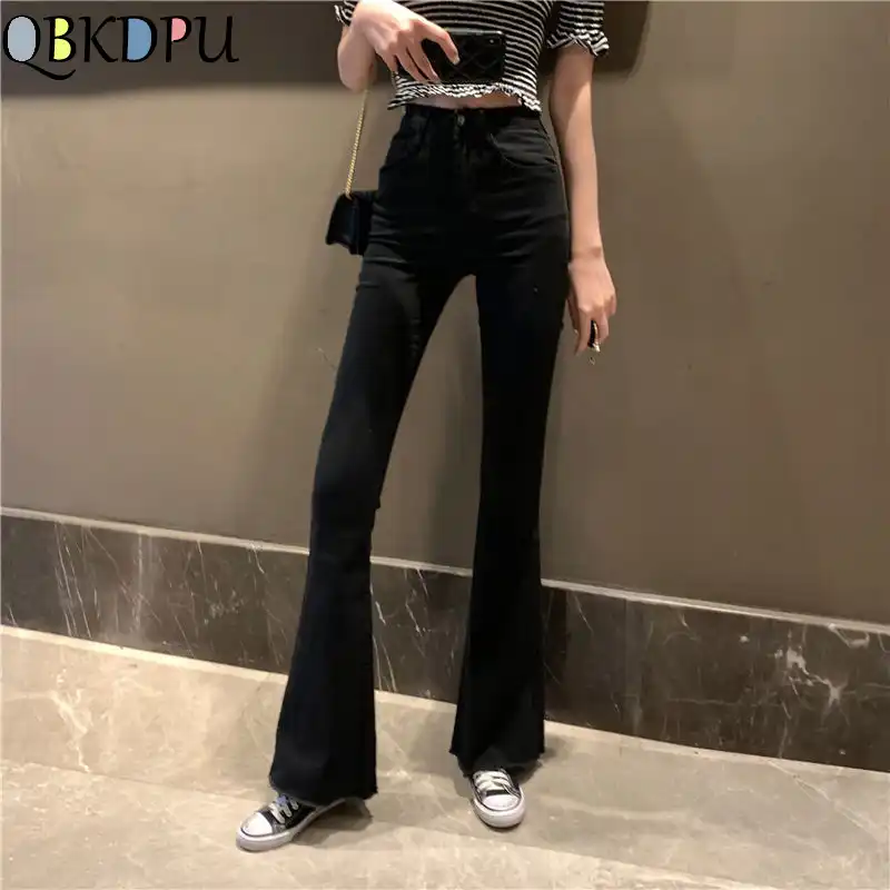 women's black bell bottom pants