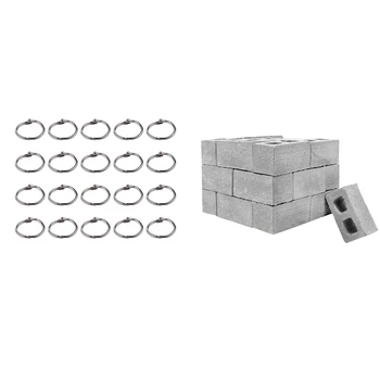 

32 x Teaching Class Wall Cement Toy New 32Pcs Mini Cement Cinder Bricks Build Your Own Tiny Wall Gray & 20x 0.94 inch OD Station