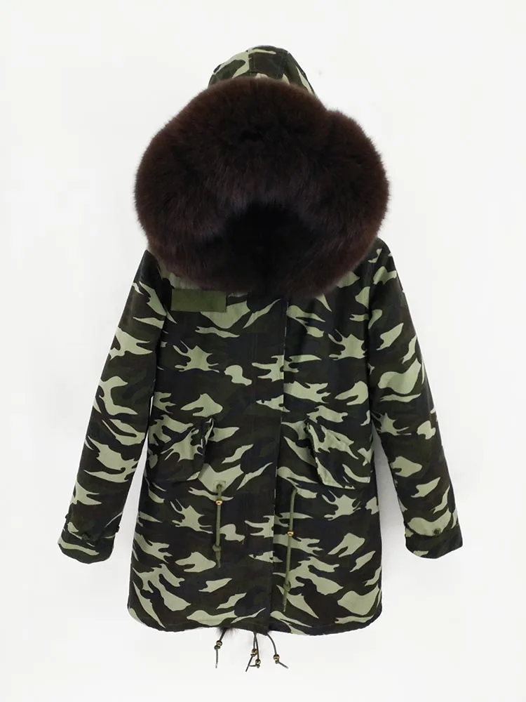 color 11 Furlove зимняя куртка женская длинная парка натуральный мех пальто натуральный Лисий меховой капюшон, воротник Толстая теплая тонкая верхняя одежда Уличная - Цвет: color 11