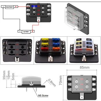 

Hot Car Modification Accessory 6-way Fuse Box Base Insert Type PC Terminal Block Set High-quality 12-30V Fuse Box LED Light