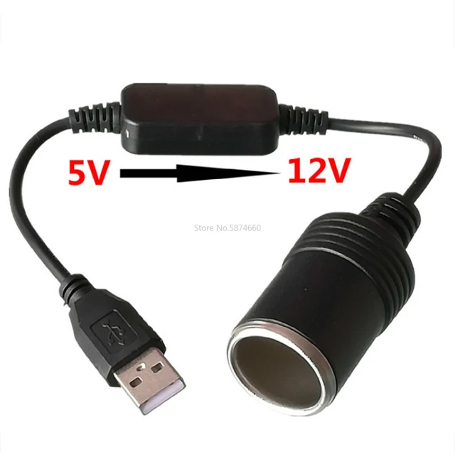 Inversor conversor de USB 5v a mechero de coche 12v - Cablematic
