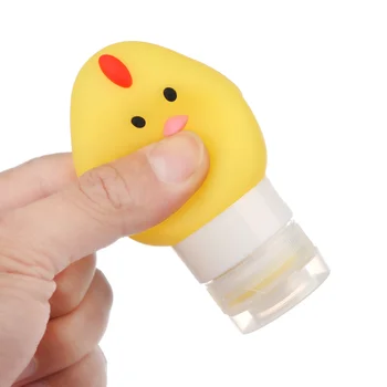 

1 Set Portable Chicken/Dog/Pig Shampoo Silicone Refillable Bottle Cosmetic Storage Squeeze Cartoon Animal Shape Empty Container