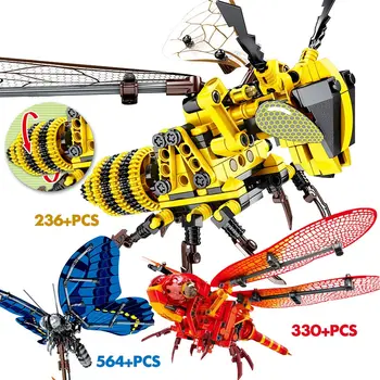 

Creator Simulated Insect Butterfly Technic Bee Red Dragonfly Model Building Blocks DIY Educational Bricks Toys For Kids