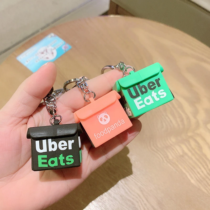 Taiwan Uber Eats Keychains Silicone Takeaway Box Keychain Creative 