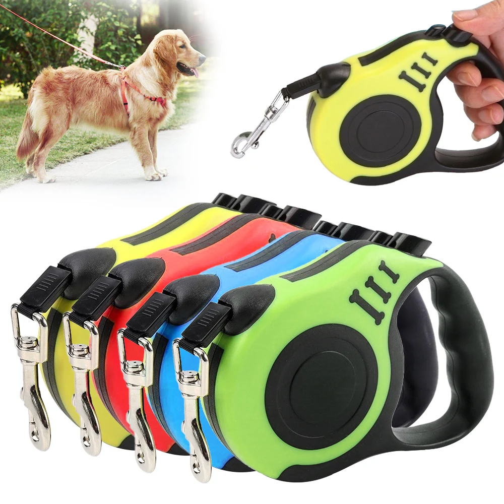 Venta Correa de nailon retráctil y automática para perros y gatos, correa duradera de 5/3M, extensible para cachorros, caminar, correr, ruleta, suministros para mascotas perros zWzKE0wL6eL