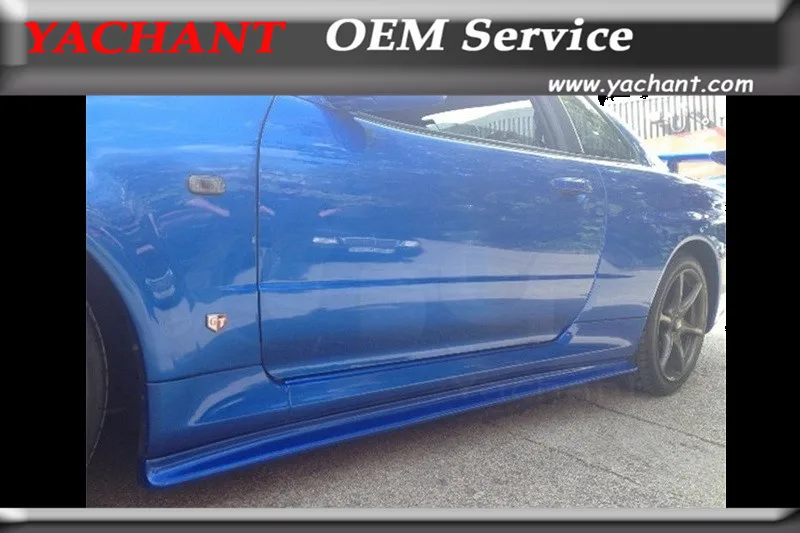 

Кошка-Стайлинг углеродное волокно сбоку юбка подходит для 1999-2002 Skyline R34 GTR NI Стиль боковых юбок Exteinsion Underboard крепления