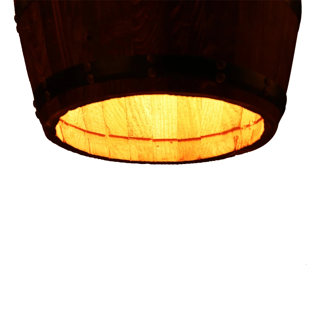 Американский современный Природный Лофт деревянный винный баррель E27 Висячие винтажные подвесные светильники для столовой гостиной ресторана кафе бара