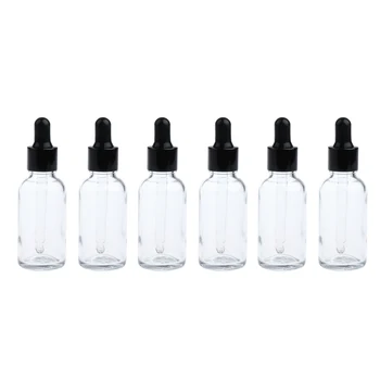

Pack of 6 High Quality Empty Glass Dropper Bottles 50ml for Essential Oils Makeup Liquid Aromatherapy 11.2cm