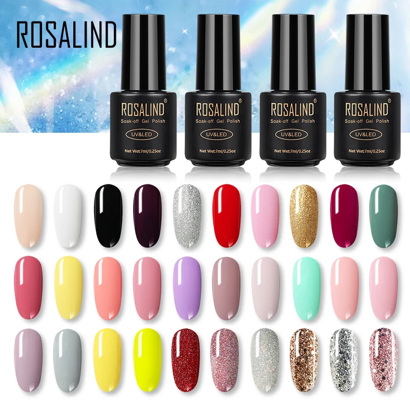 

ROSALIND Gel Nail Polish Set All For Manicure top coat UV LED Gel Varnish Soak Off Semi Permanent Vernis Lacquer For Nail Art
