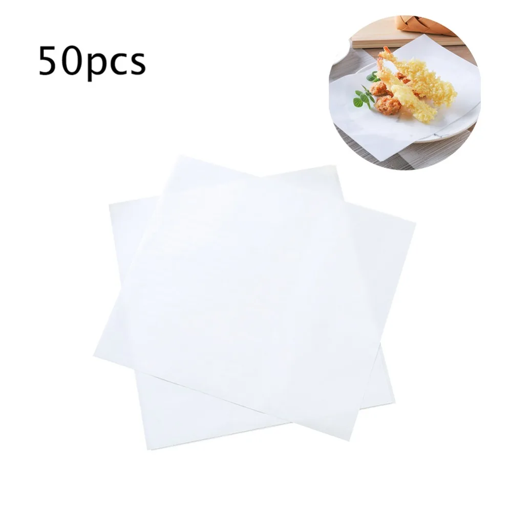 50 листов/упаковка бумага для выпечки Водонепроницаемая пищевая масляная бумага идеально подходит для приготовления кухонных сковородок