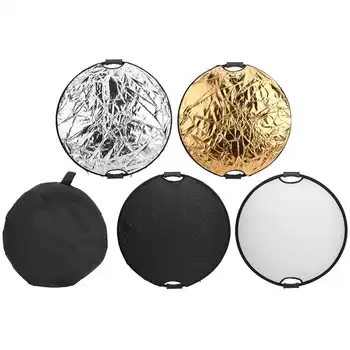 

Reflector panel 5 in 1 reflective fabric round double handle foldable reflector panel for fill light for outdoor photography