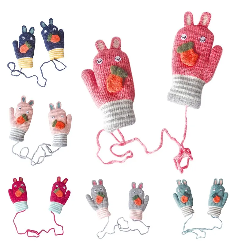 New Women Girls Fashion Cute Plus Velvet Winter Warm Gloves Riding Windproof Students Hanging Neck Thickening Gloves Mittens