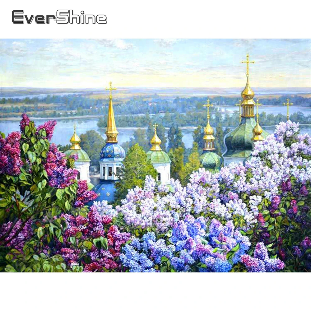 EverShine 5D алмазная живопись полная выкладка квадратная сиреневая Алмазная вышивка
